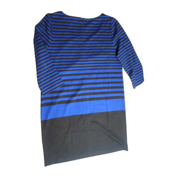 Ann Taylor Navy & Black Preppy Shift Dress Nautical Crew Neck Long Sleeve Sz L - Picture 7 of 12